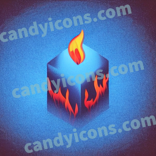An app icon of A fire shape in midnight blue , medium blue , blue , red color scheme