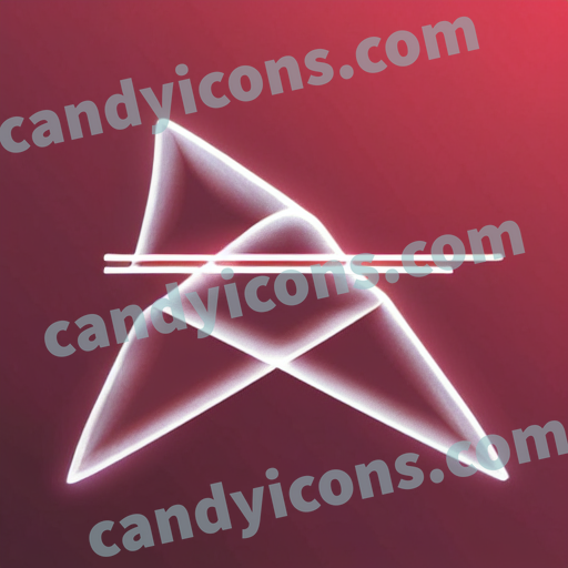 An app icon of A parallelogram shape in dark red , silver , red color scheme