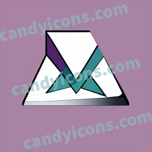 An app icon of A triangle shape in white , mauve , red color scheme