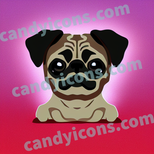 An app icon of A pug in red color scheme