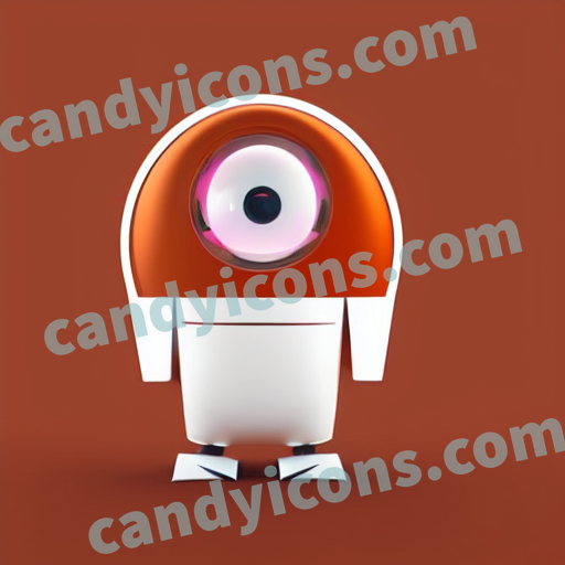 An app icon of A robot in burnt orange , rose red , orange , rose , red color scheme