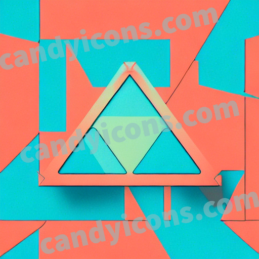An app icon of A triangle shape in peach puff , turquoise , peach , red color scheme