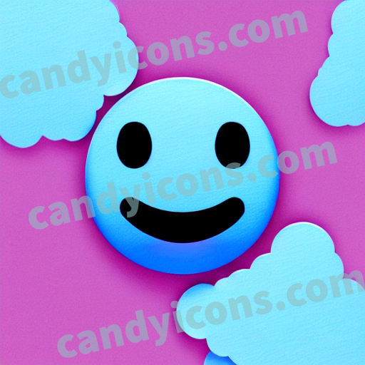 An app icon of A winking face in the midd in [] color scheme