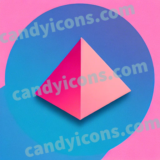 An app icon of A triangle shape in royal blue , blue , pink , red color scheme
