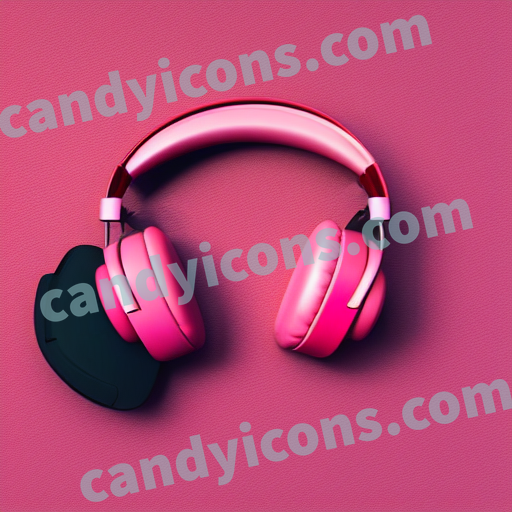 An app icon of A headphone in blush pink , deep pink , pink color scheme